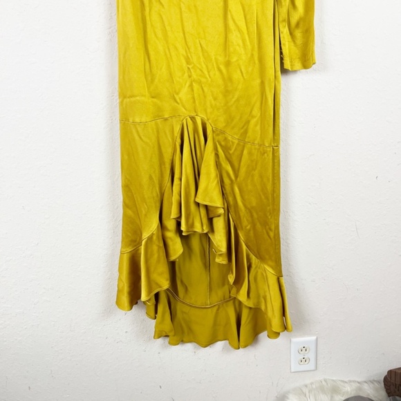 Flor et.al One Sleeve Gold High Low Gown Dress Size 2 - Picture 3 of 7